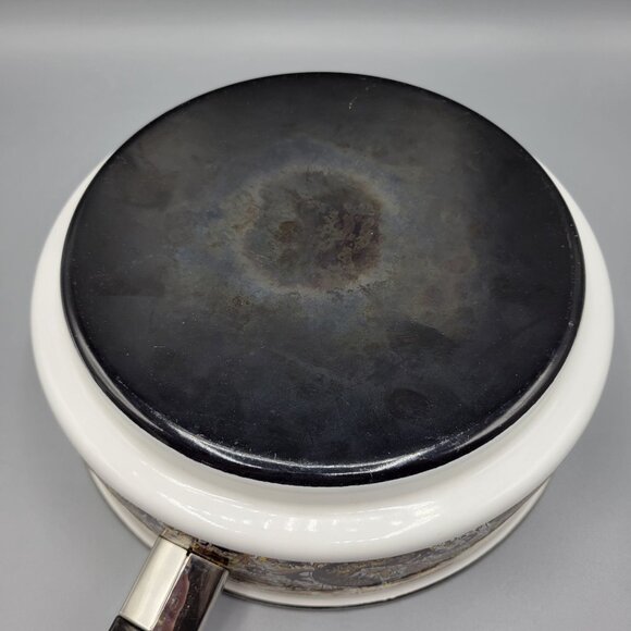 Vintage MCM Prestige Japy Marne Enamel Paisley Floral Sauce Pan w Lid France - Picture 5 of 16